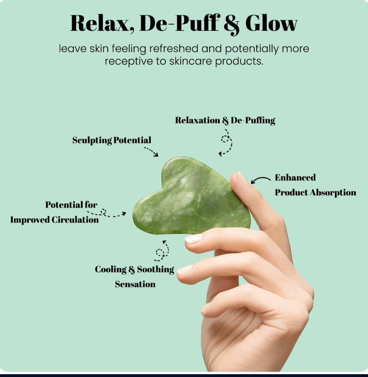 Gua Sha Facial Tools & Face Roller for Wrinkless Natural Skincare Tool Jade Roller Guasha Tool for Face (Green)