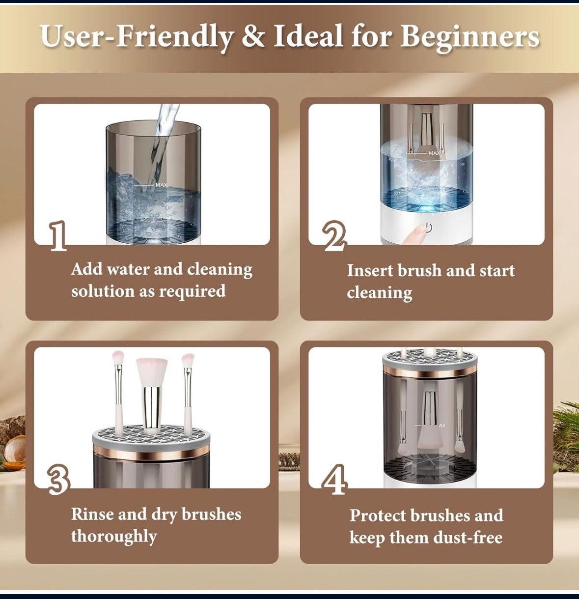 Electric Makeup Brush Cleaner - Efficient Electric Makeup Brush Cleaner Machine for Thorough Brush Cleaning, Ideal for Makeup Artists & Enthusiasts