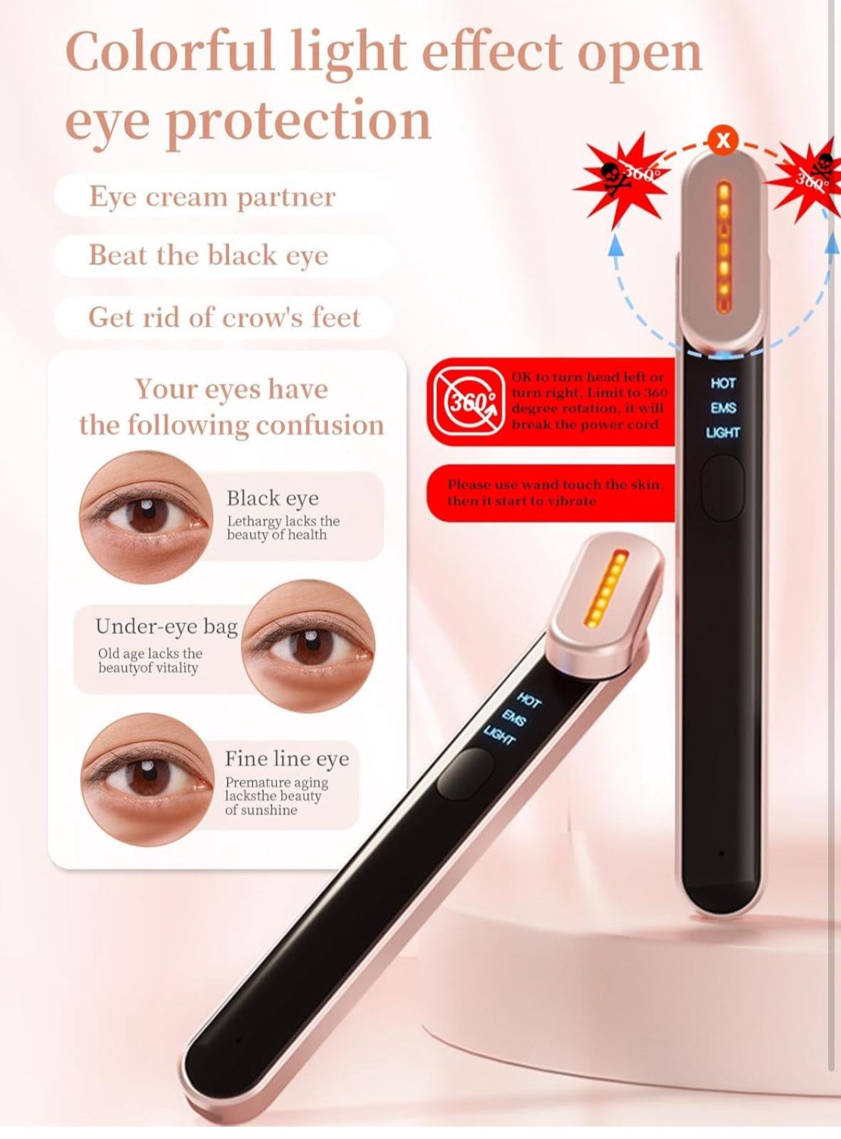 7 Acne Light Therapy Wand Red Light Therapy for Face Microcurrent Facial Device, True Beauty Glow Facial Massager Lymphatic Drainage Massager Face