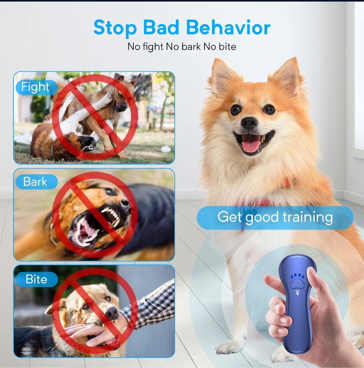 New Anti Barking Device,Dog Barking Control Devices,Rechargeable Ultrasonic Dog Bark Deterrent up to 16.4 Ft Effective Control Range Safe for Human & Dogs Portable Indoor & Outdoor