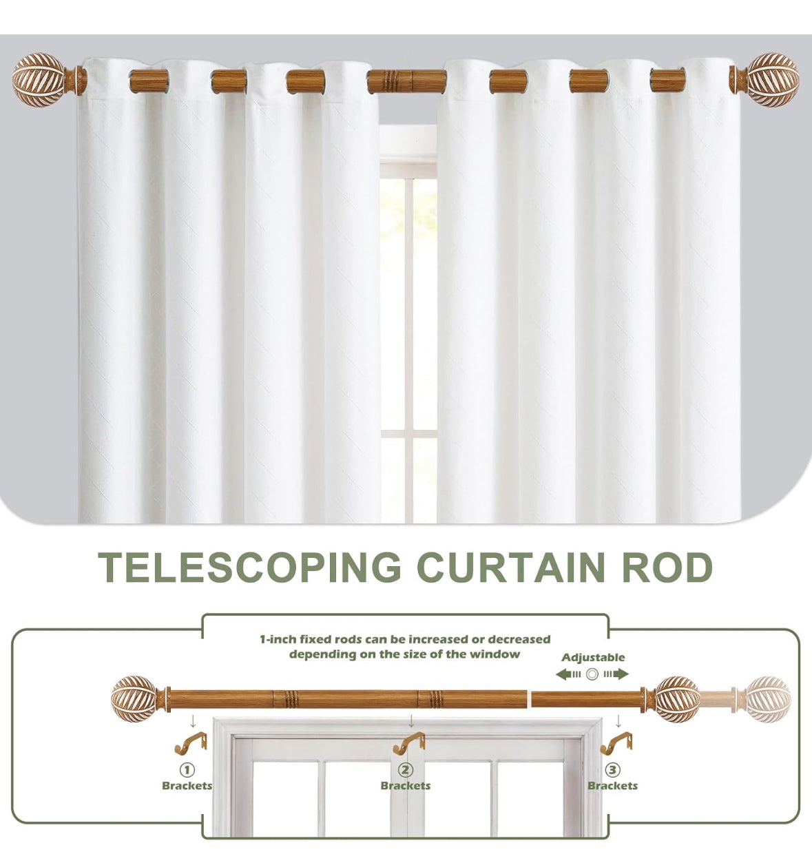 Dress up your windows with our high-quality Wood Boho Curtain Rods for a rustic and stylish look. These adjustable drapery rods perfect for any bedroom or living room.