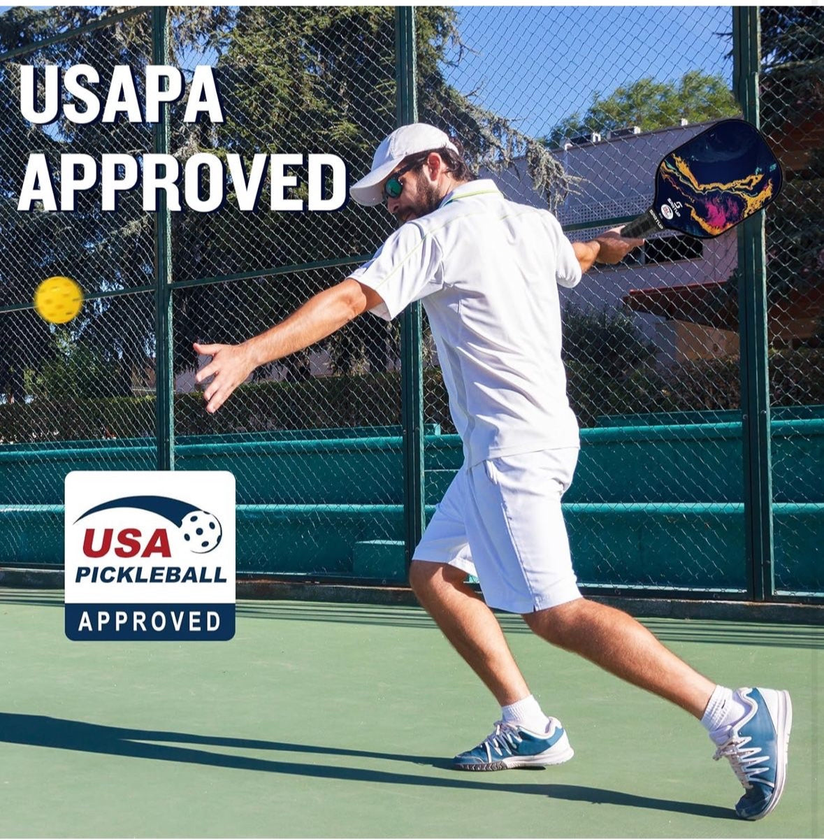 Pickleball Paddles, USAPA Approved Fiberglass Surface Pickleball Set with Pickleball Rackets, Pickleball Paddles Set for Men Women
