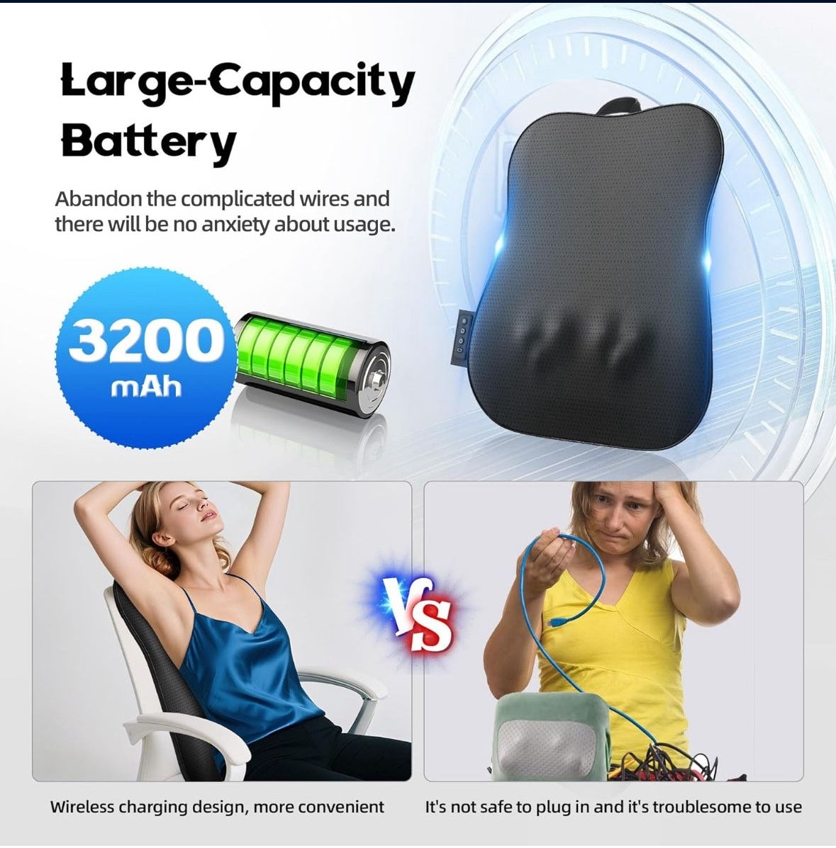 Walking Full Back Massager with Heat,Rechargeable Cordless Back Massager for Pain Relief Deep Tissue,4D Kneading Massage