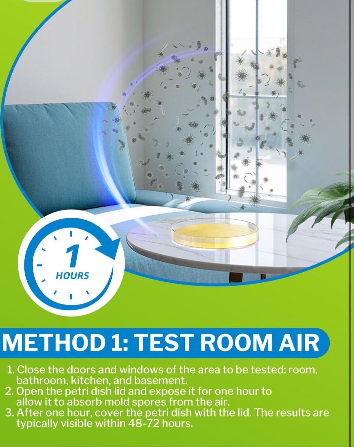Mold Test Kit for Home - DIY Mold Test Kit for Indoor Air and Household Surface Detection, Includes Detailed Mold Identification Guide and Free Lab