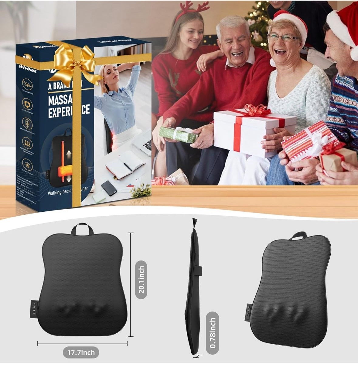 Walking Full Back Massager with Heat,Rechargeable Cordless Back Massager for Pain Relief Deep Tissue,4D Kneading Massage
