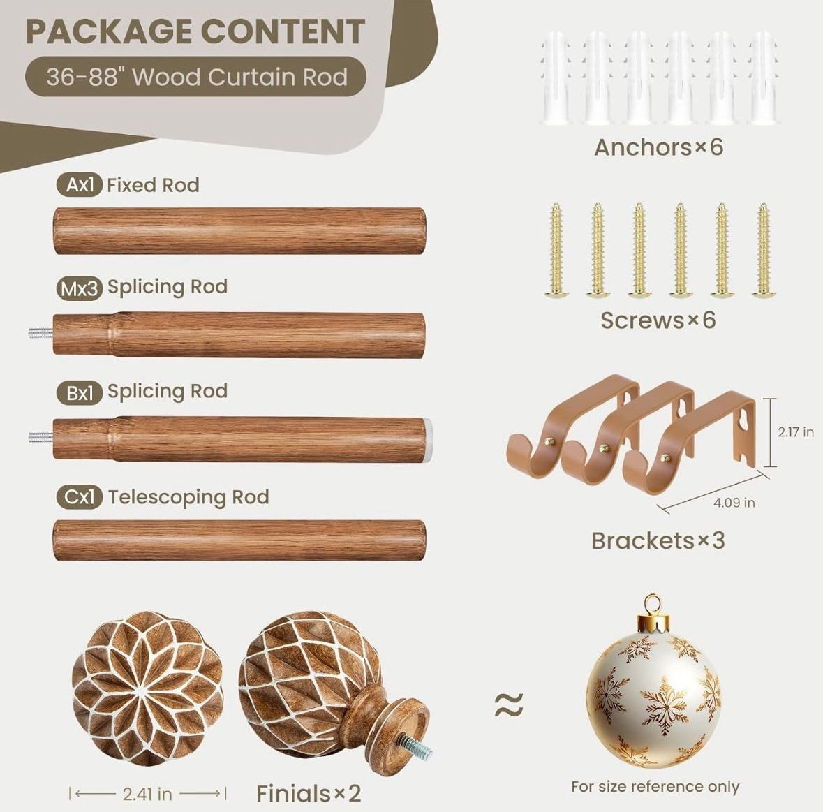 Upgrade your windows with our Boho Wooden Curtain Rod. This 1-inch heavy duty rod has a rustic design and elegant imitation wood grain, perfect for bedrooms, living rooms, and farmhouses.