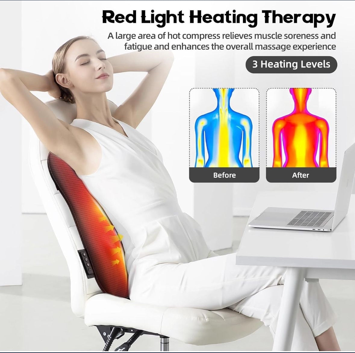 Walking Full Back Massager with Heat,Rechargeable Cordless Back Massager for Pain Relief Deep Tissue,4D Kneading Massage