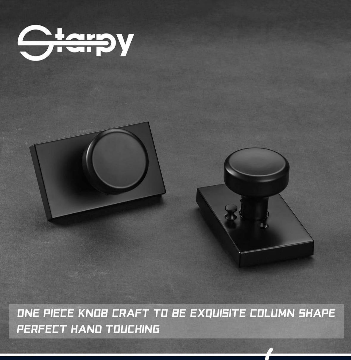 Black Door Knobs,Interior Door Handles for Bath & Bed,Heavy Duty Door Knob with Lock (Privacy for Bath & Bed, Matt Black)