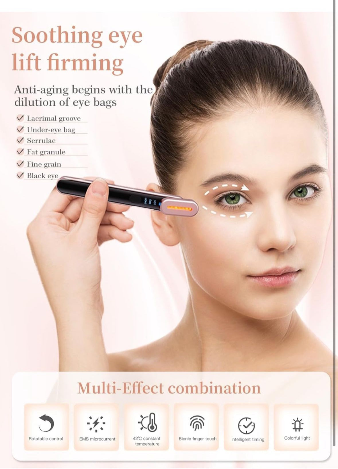 7 Acne Light Therapy Wand Red Light Therapy for Face Microcurrent Facial Device, True Beauty Glow Facial Massager Lymphatic Drainage Massager Face