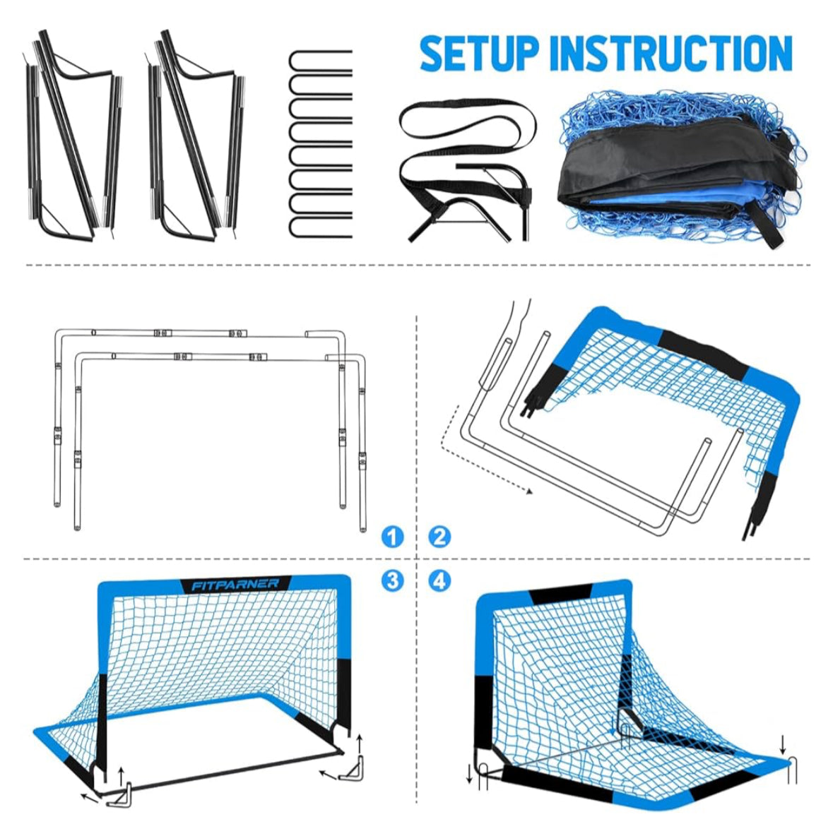 Kids Soccer Goals for Backyard Set - 2 Pack of Portable Pop Up Soccer Nets with Ball,Cones,Complete Training Equipment Kit