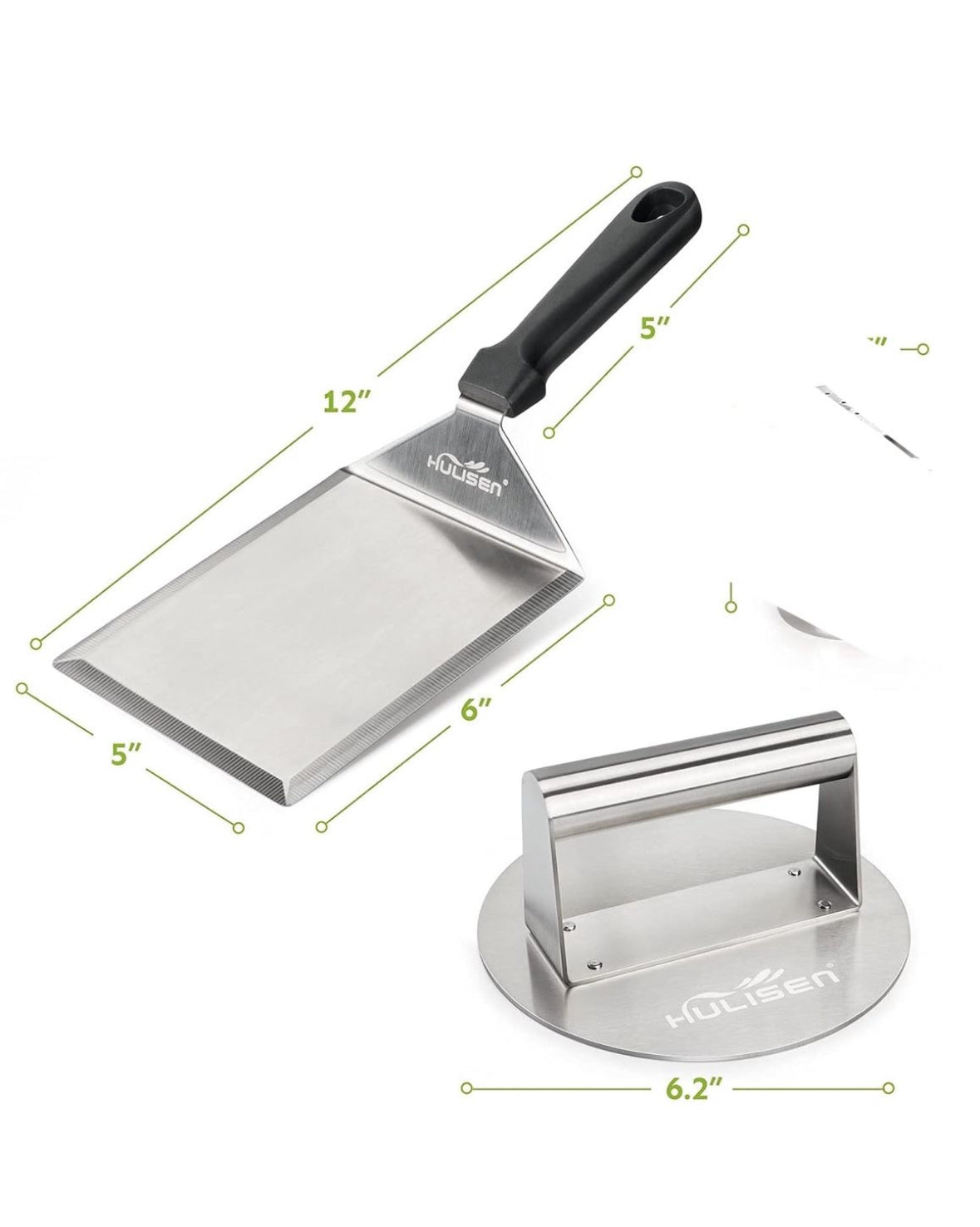 Smashed Burger Kit, Stainless Steel Burger Press, Grill Spatula and Spice Dredge Shaker - Burger Smasher Griddle Accessories Kit for Flat Top Griddle