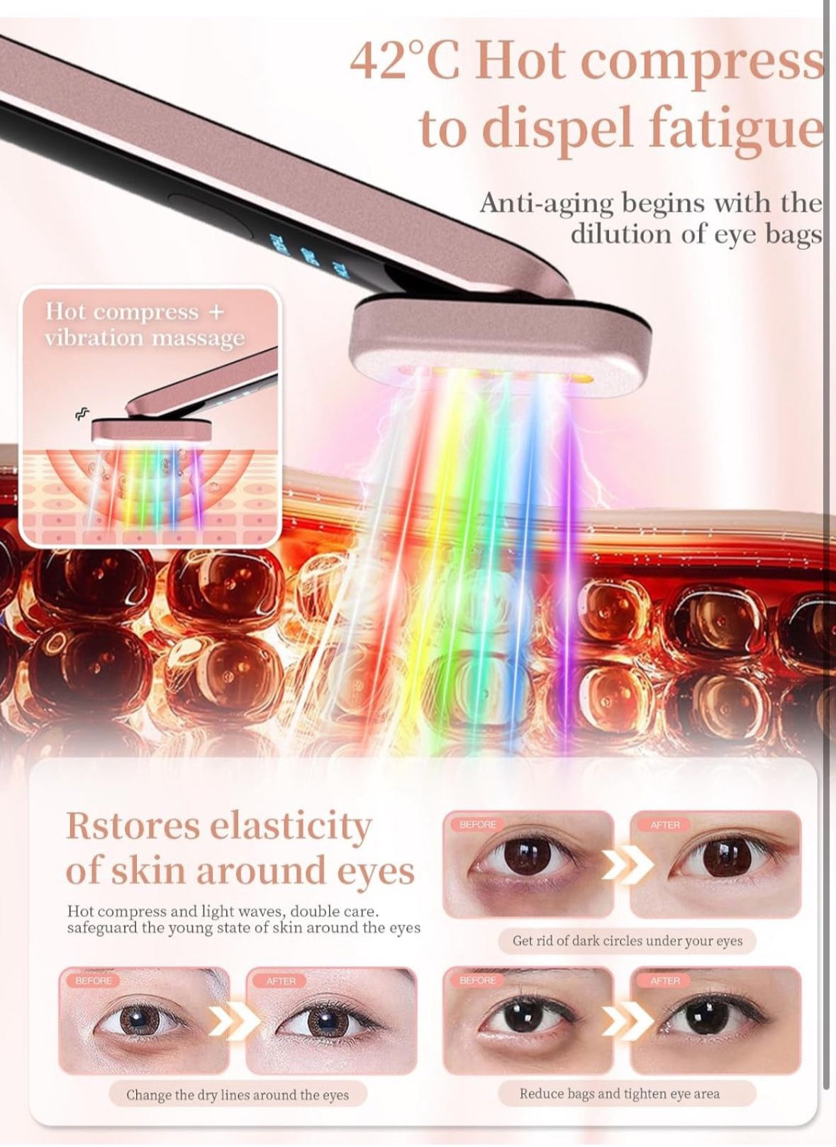 7 Acne Light Therapy Wand Red Light Therapy for Face Microcurrent Facial Device, True Beauty Glow Facial Massager Lymphatic Drainage Massager Face