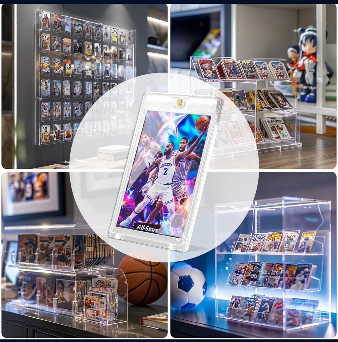 50ct Magnetic Card Holder with U-V Protection, Hard Plastic Protectors for Trading, Baseball, Game, and Sports Cards