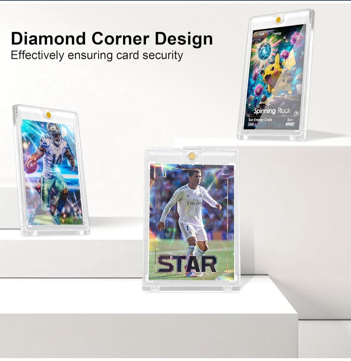 50ct Magnetic Card Holder with U-V Protection, Hard Plastic Protectors for Trading, Baseball, Game, and Sports Cards