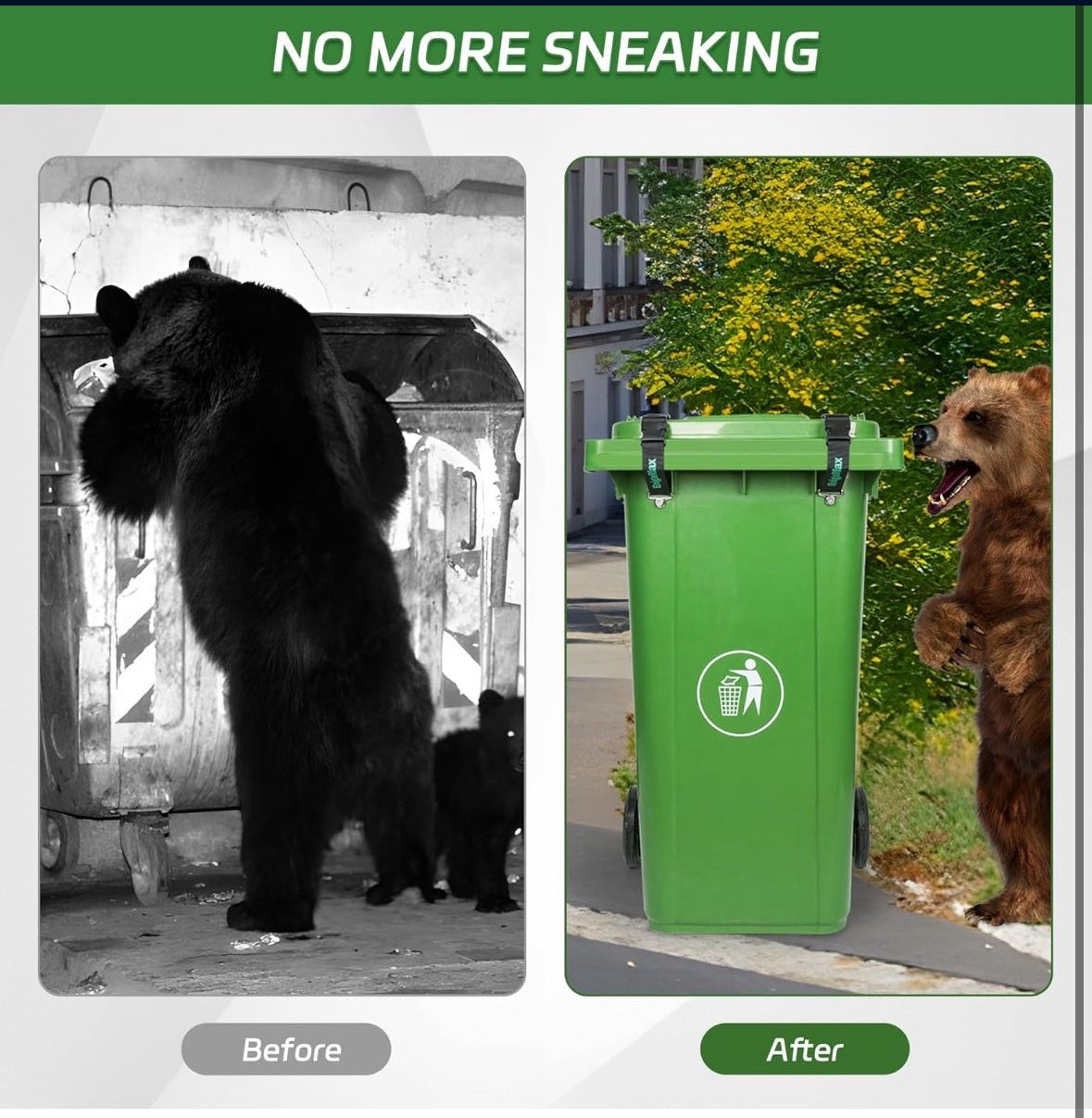 Prevent animal access to outdoor trash with our 2-pack trash can locks. Durable, easy to install strap lid locks.