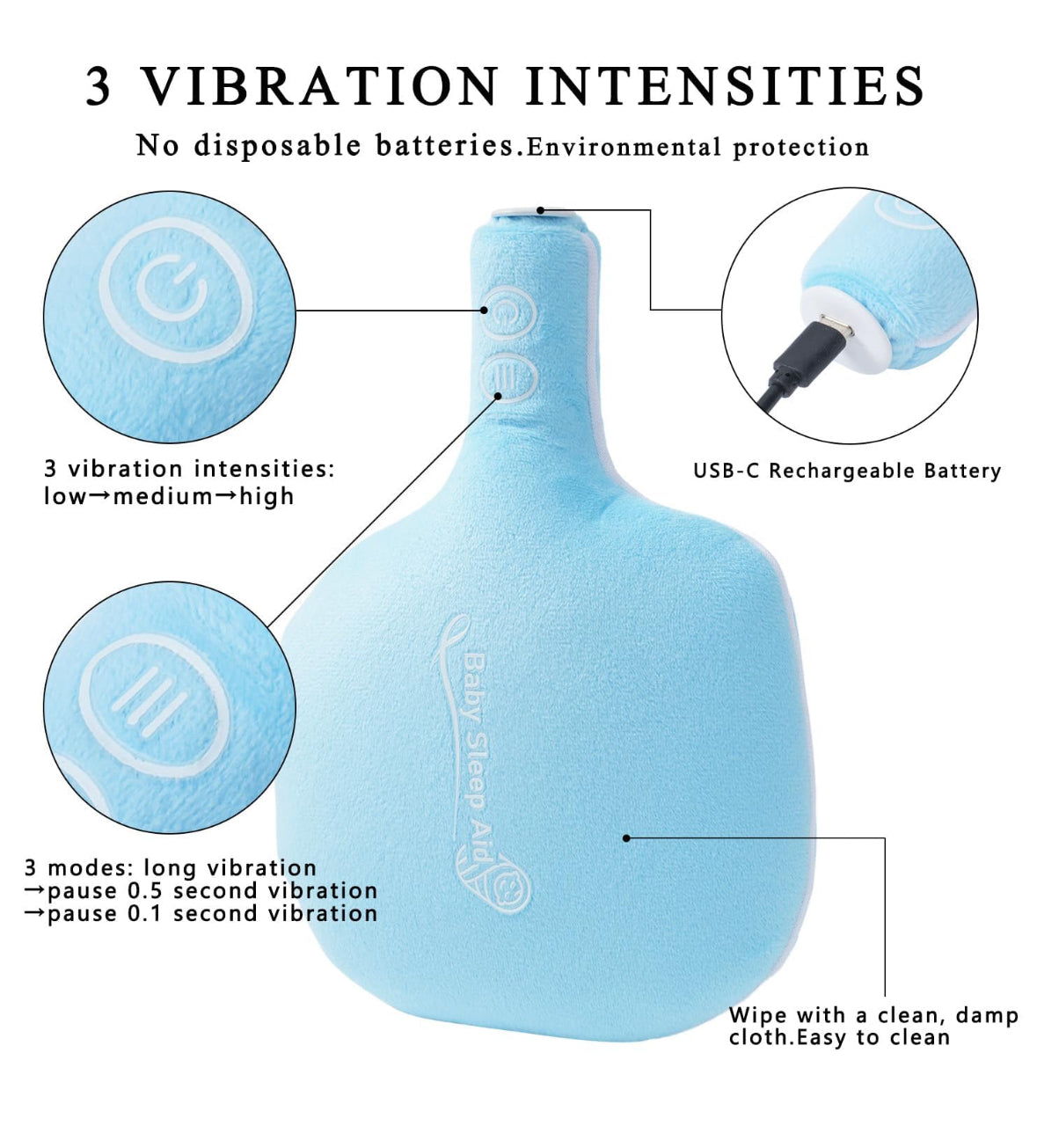 Baby Vibrating Soother, Baby Sleep Soother, Crib Vibrating Soother, 3 Vibration Modes, Help Baby Sleep, Crib Soother, Newborn Baby Essentials, Registry.