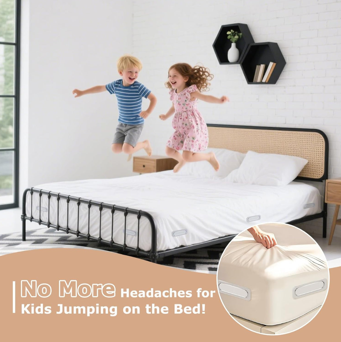 Bed Sheet Holders for Corners 8Pcs, Patented Bed Sheet Grippers Keep Sheets Firm and Tight, Heavy-Duty Sheets Locks(L-Height 4.72″)