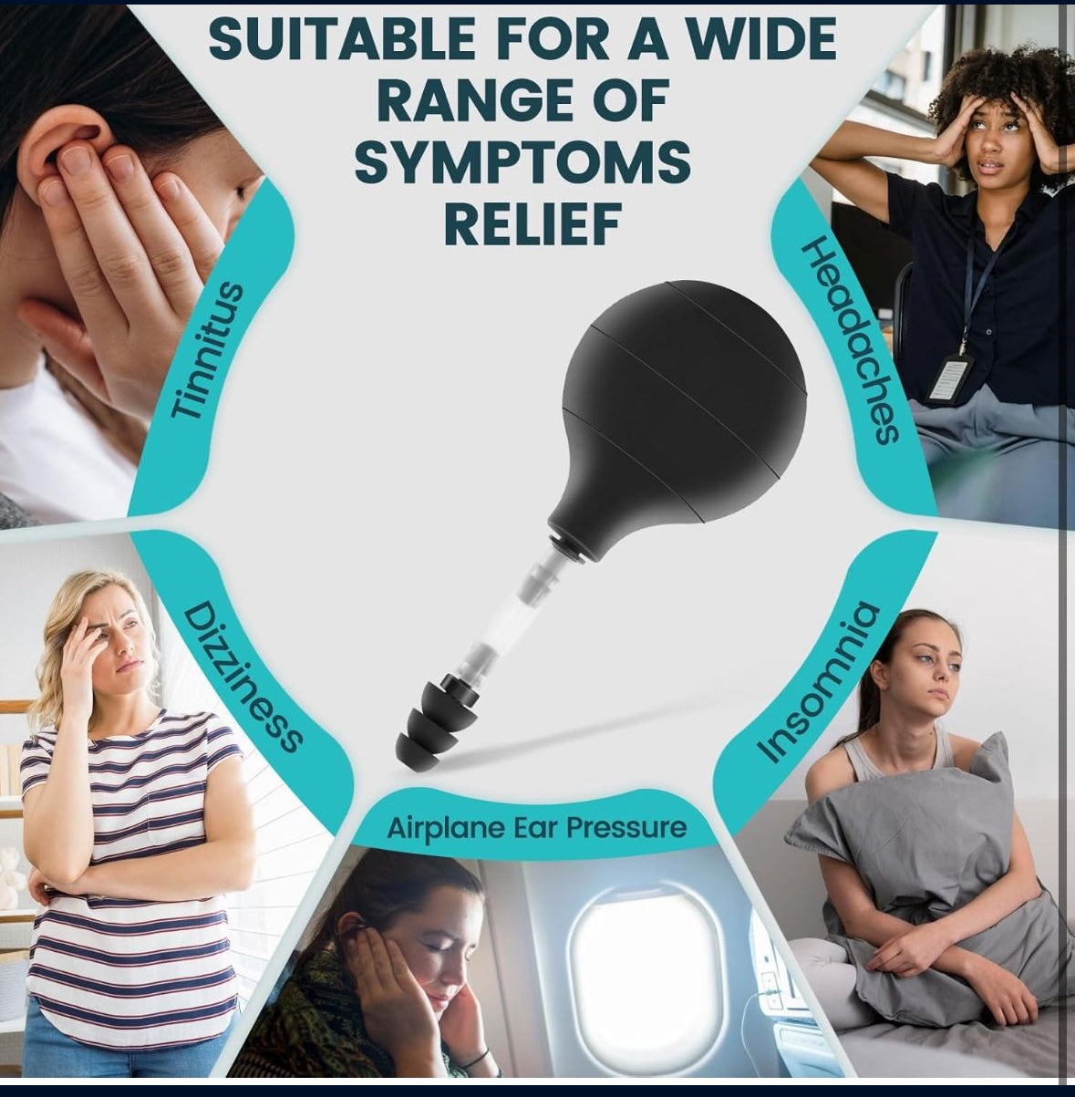 Ear Pressure Relief Device, Migraine and Headache Relief Products, Naturally Reduce Tension, Pressure & Pulsating Symptoms Through Inner Ear Pressure