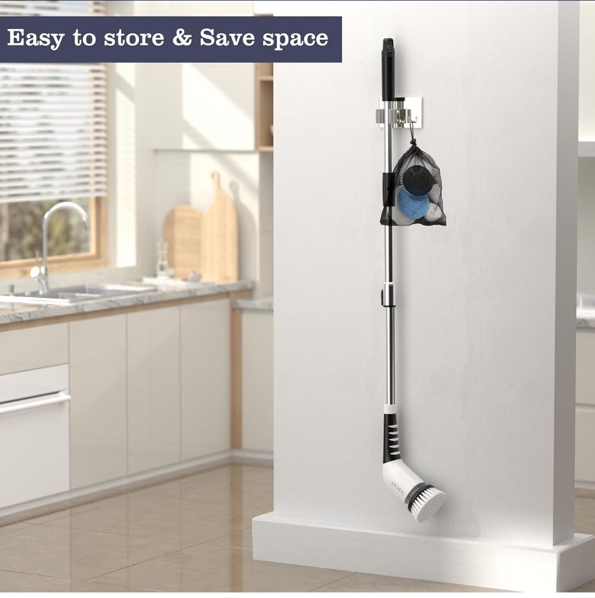 Electric Spin Scrubber,Cordless Cleaning Brush,Shower Cleaning Brush with 8 Replaceable Brush Heads, Power Scrubber 3 Adjustable Speeds,Adjustable & D