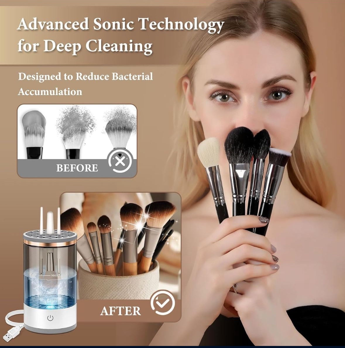 Electric Makeup Brush Cleaner - Efficient Electric Makeup Brush Cleaner Machine for Thorough Brush Cleaning, Ideal for Makeup Artists & Enthusiasts