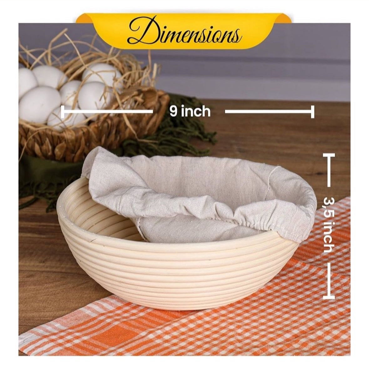 9" Round Bread Proofing Basket - Sourdough Baking Supplies - Banneton Basket for Starter Kit