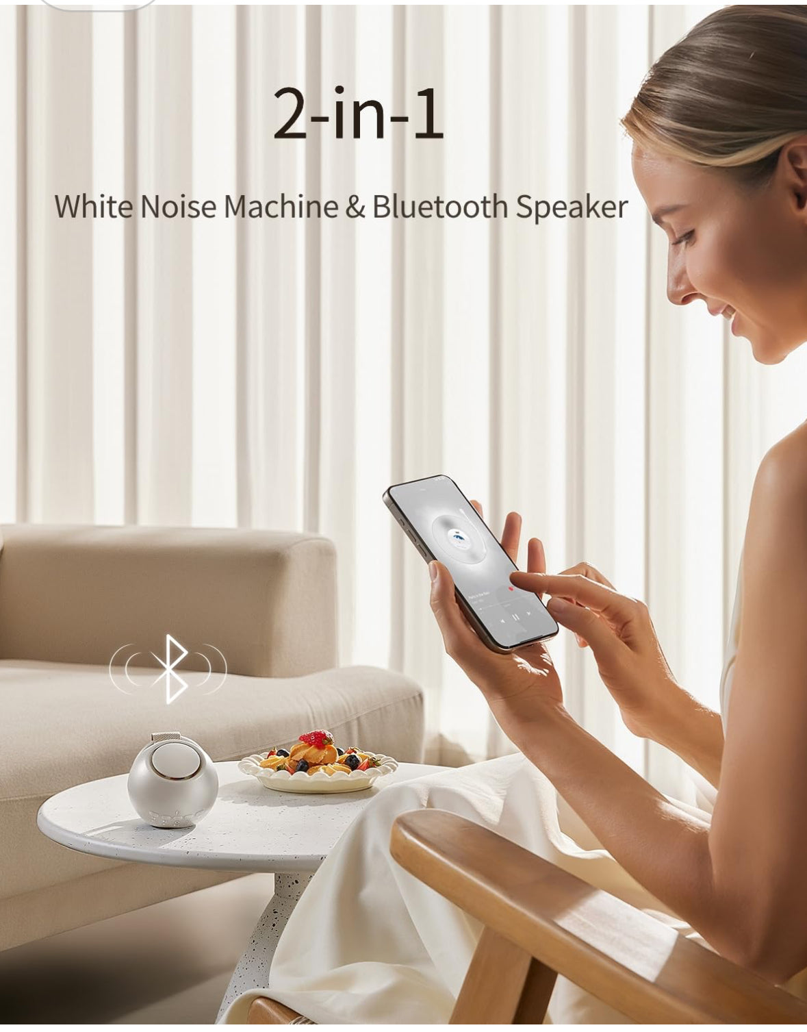 2025 Mom's Choice Awards, Portable Sound Machine for Baby, Smart Cry Detection, 18 Soothing Sound, White Noise, Bluetooth, Nursery Light, Memory Funct