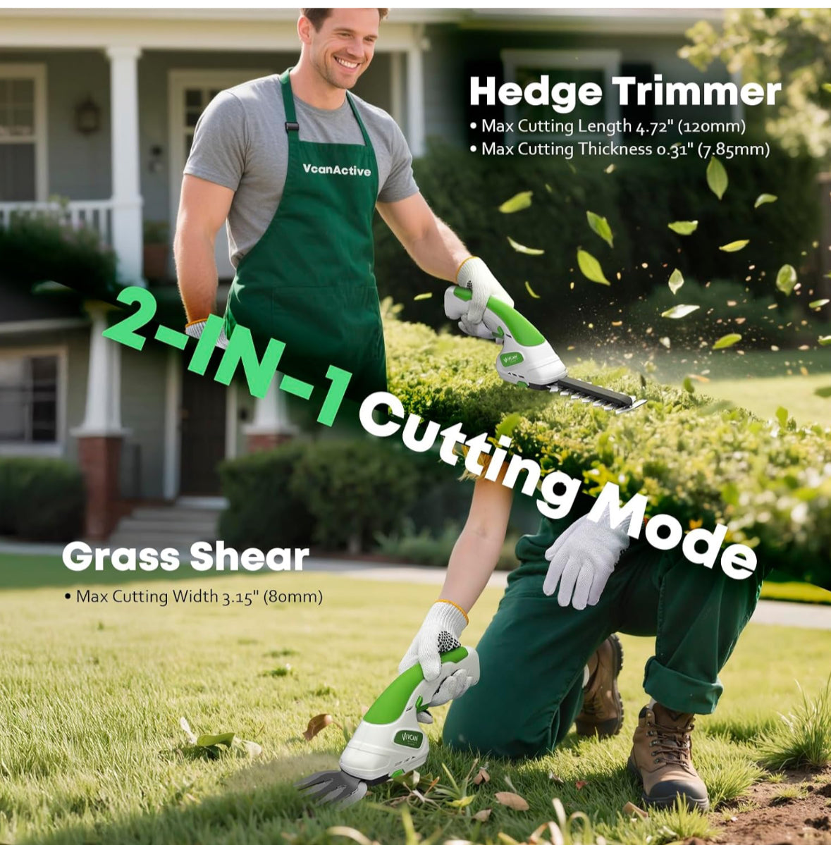 2-in-1 Hedge Trimmer Cordless & Grass Shear