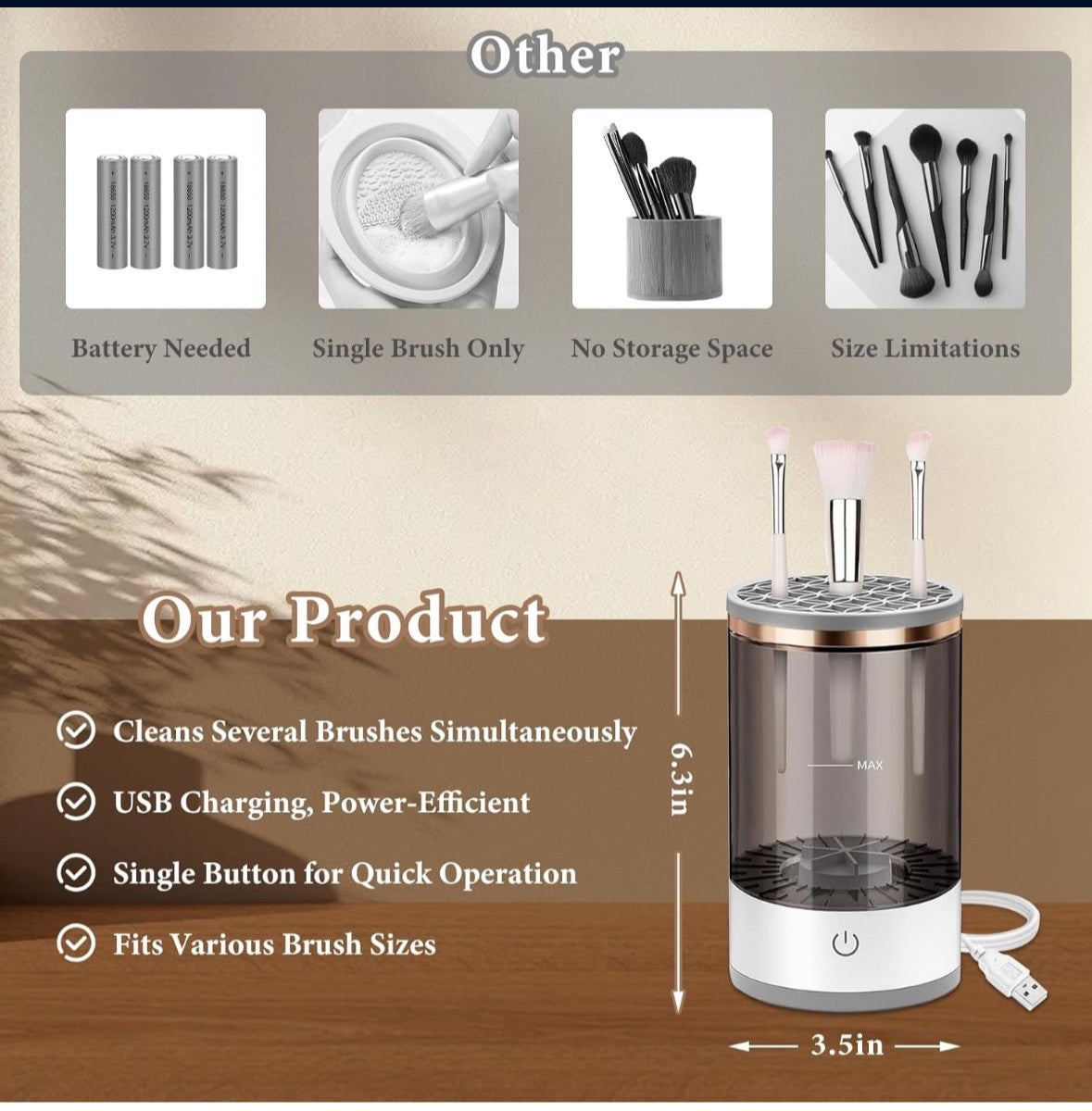Electric Makeup Brush Cleaner - Efficient Electric Makeup Brush Cleaner Machine for Thorough Brush Cleaning, Ideal for Makeup Artists & Enthusiasts