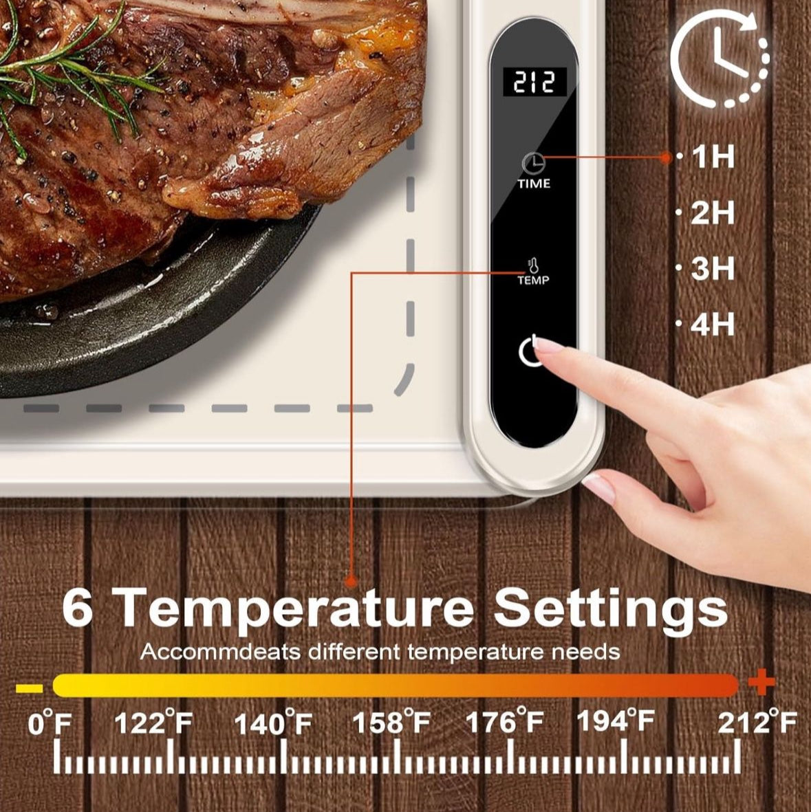 This Food Warmer Electric Warming Tray features a Silicone Electric Heating Tray designed specifically for Buffets Parties. It provides efficient and convenient heating, making it perfect for any gathering or event