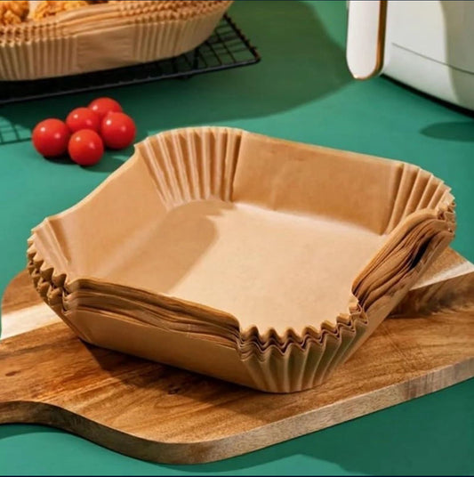 Air Fryer Liners Disposable Square, Airfryer Liners, Natural Non-stick Parchment Paper for Air Fryer Oil-proof Water-proof, Paper liners for air fryer, Steamer, Baking, Microwave Etc