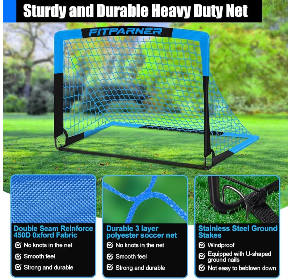 Kids Soccer Goals for Backyard Set - 2 Pack of Portable Pop Up Soccer Nets with Ball,Cones,Complete Training Equipment Kit