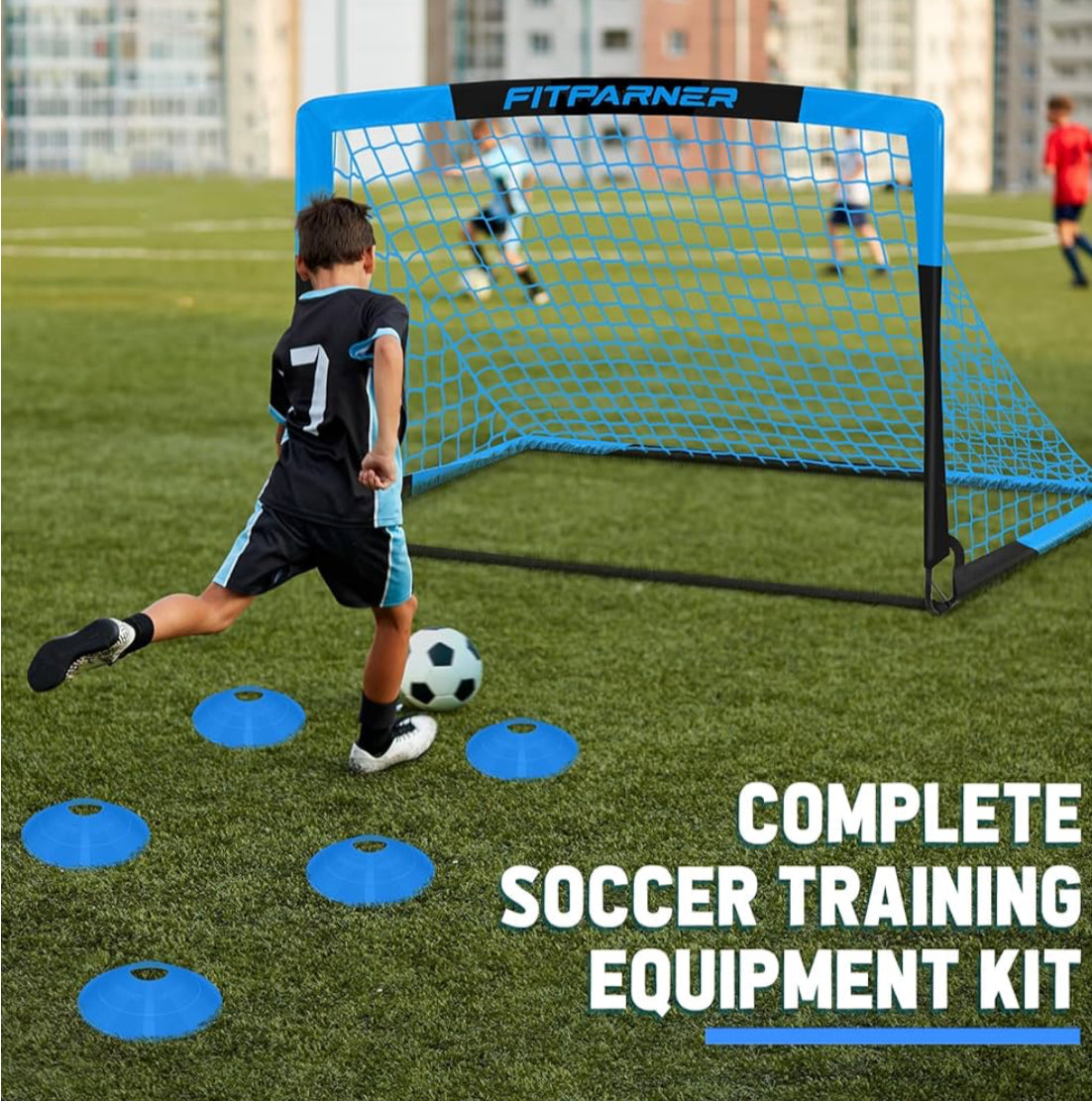 Kids Soccer Goals for Backyard Set - 2 Pack of Portable Pop Up Soccer Nets with Ball,Cones,Complete Training Equipment Kit