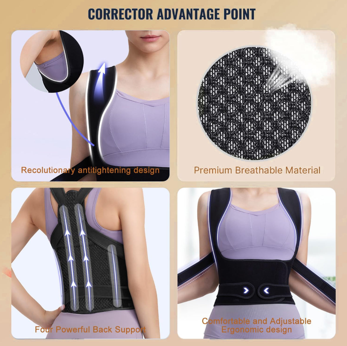 Correct your posture with this adjustable brace for both men and women. It reduces back pain and corrects hunchbacks, scoliosis, and thoracic spine issues.