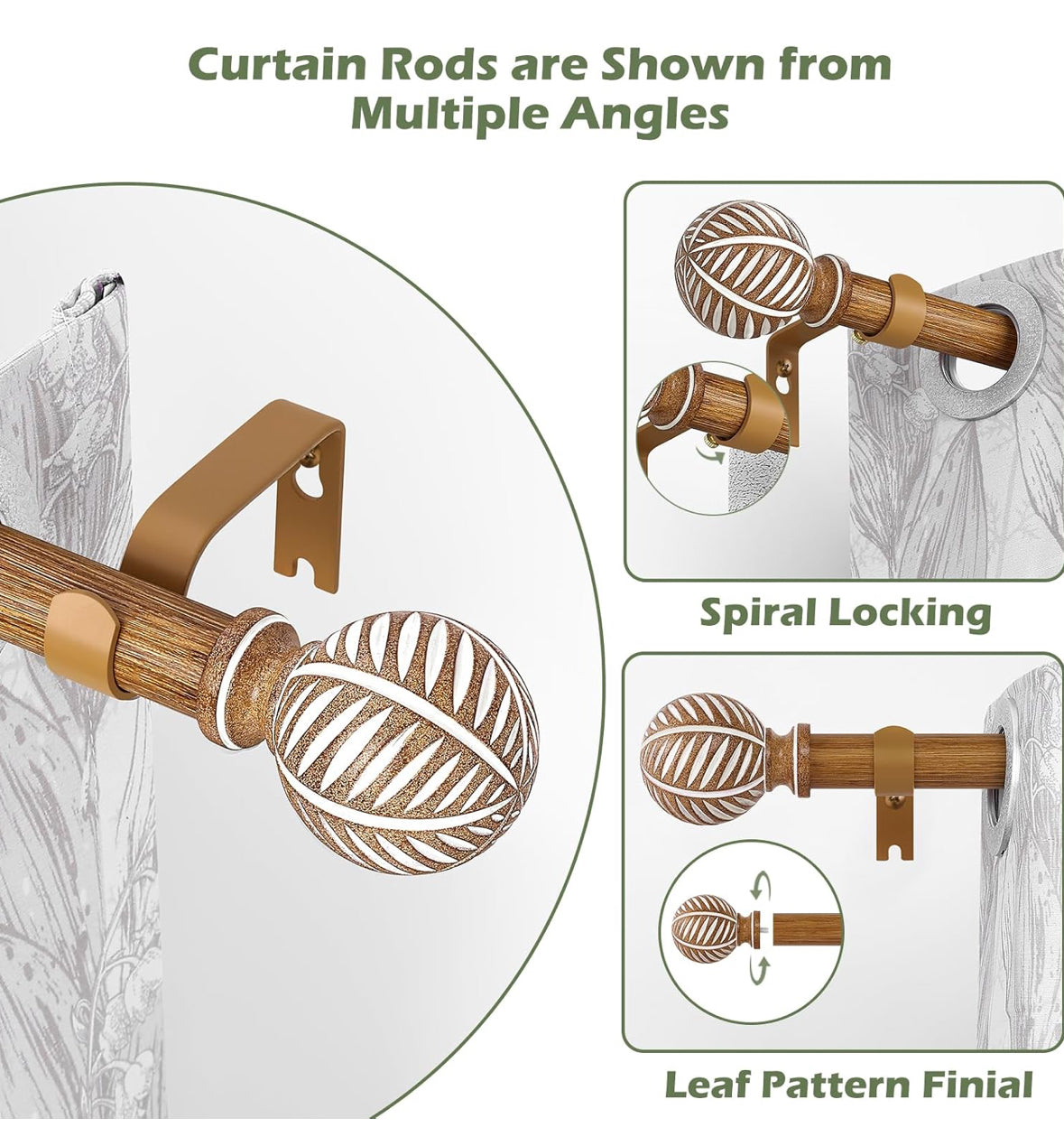 Dress up your windows with our high-quality Wood Boho Curtain Rods for a rustic and stylish look. These adjustable drapery rods perfect for any bedroom or living room.