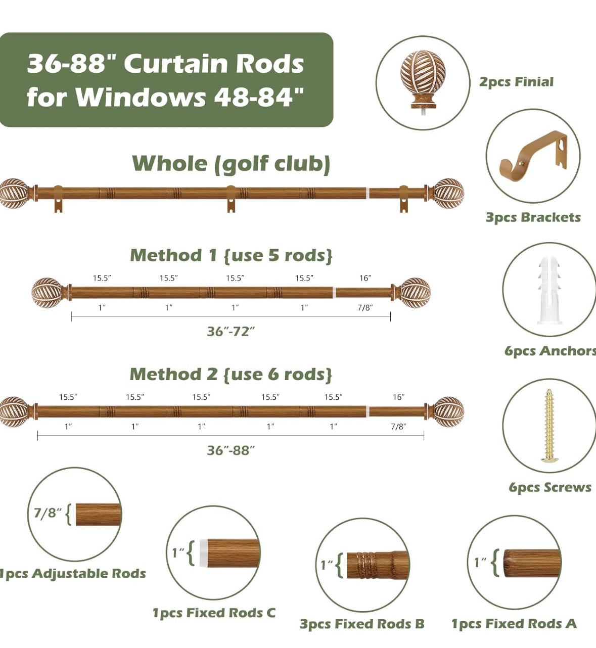 Dress up your windows with our high-quality Wood Boho Curtain Rods for a rustic and stylish look. These adjustable drapery rods perfect for any bedroom or living room.