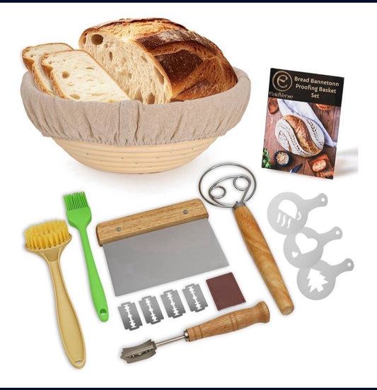 9" Round Bread Proofing Basket - Sourdough Baking Supplies - Banneton Basket for Starter Kit