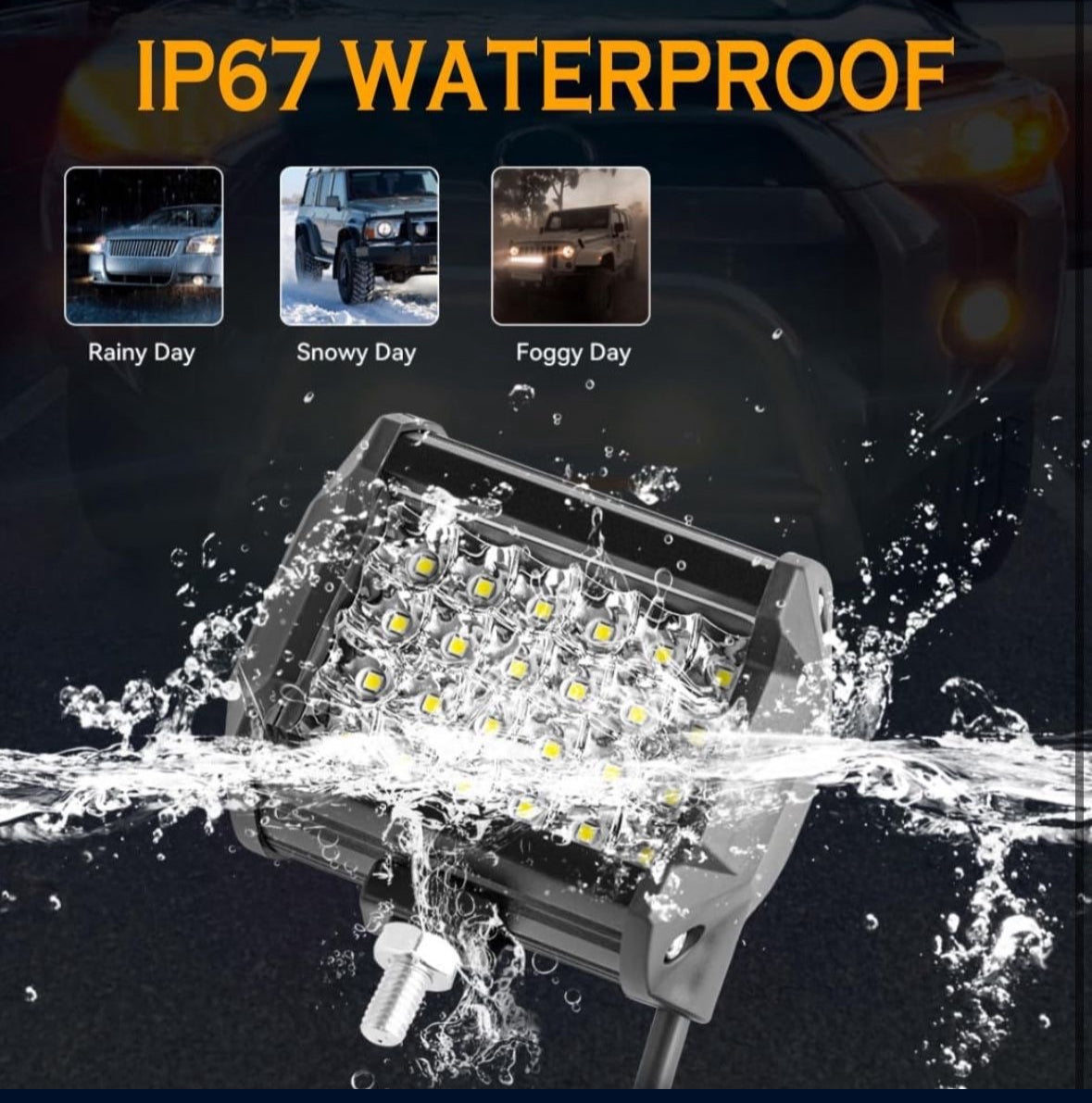 High-performance waterproof LED lights (2pack) for trucks, ATVs, UTVs, golf carts, snowplows, harvesters, grain drills, and boats. Operates on 12V or 24V. Output of 12000LM.