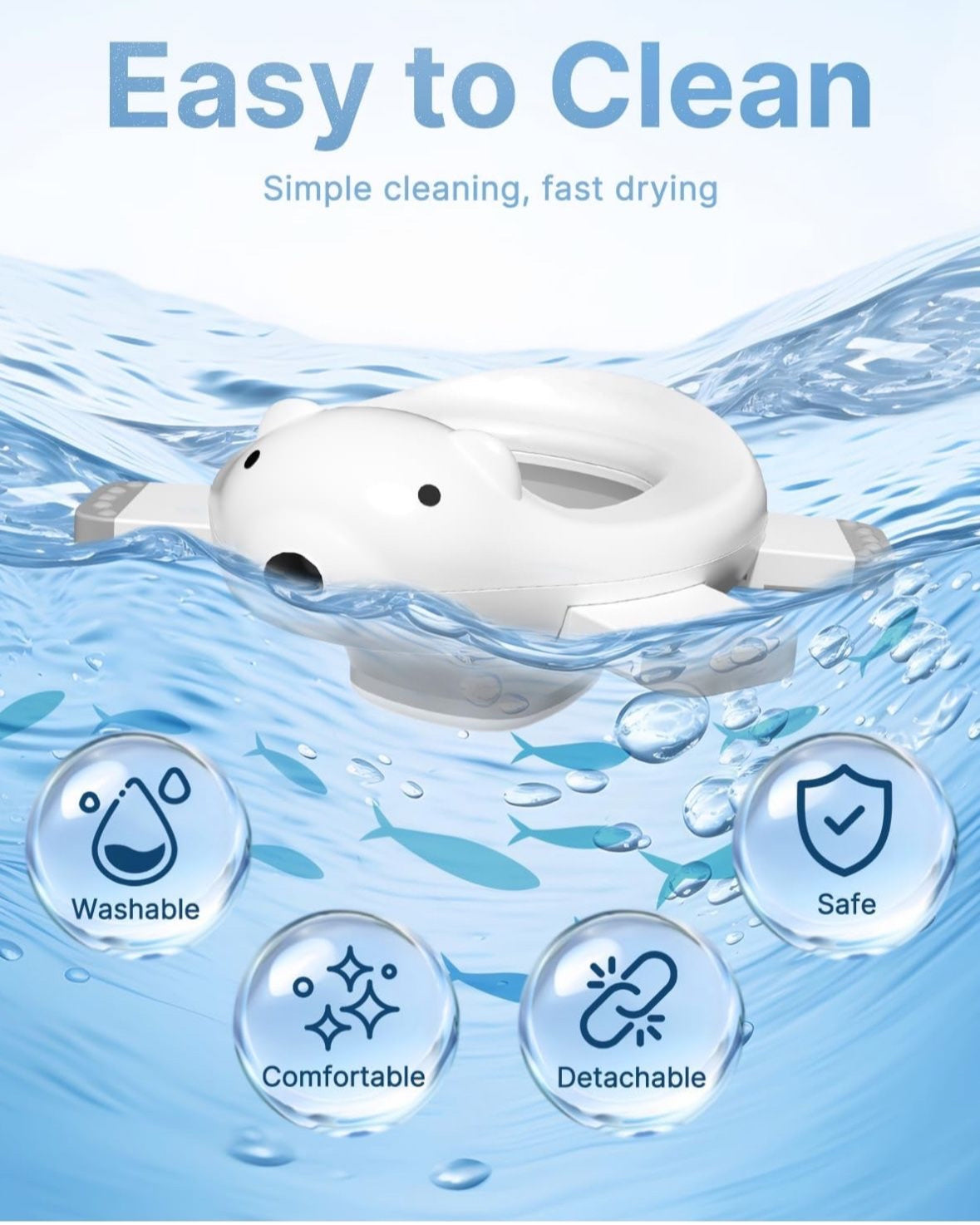 2-in-1 Potty Training Toilet for Toddlers (12 M+) - Portable Travel Potty Seat with Training Charts, Safety Locks & Polar Bear Design