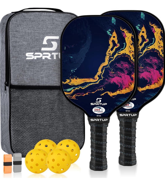 Pickleball Paddles, USAPA Approved Fiberglass Surface Pickleball Set with Pickleball Rackets, Pickleball Paddles Set for Men Women