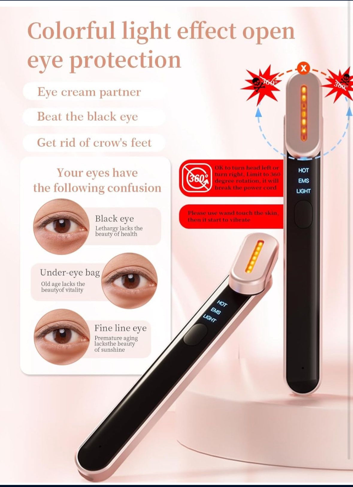 7 Acne Light Therapy Wand Red Light Therapy for Face Microcurrent Facial Device, True Beauty Glow Facial Massager Lymphatic Drainage Massager Face