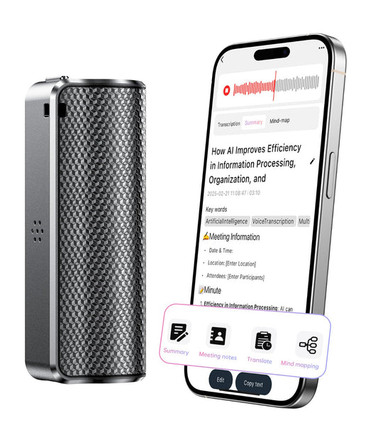 AI Voice Recorder with Real-Time Transcription & Translation, AI Voice Transcriber, Mind Mapping & Translator for Meetings, Interviews & Lectures, 70+ Languages.