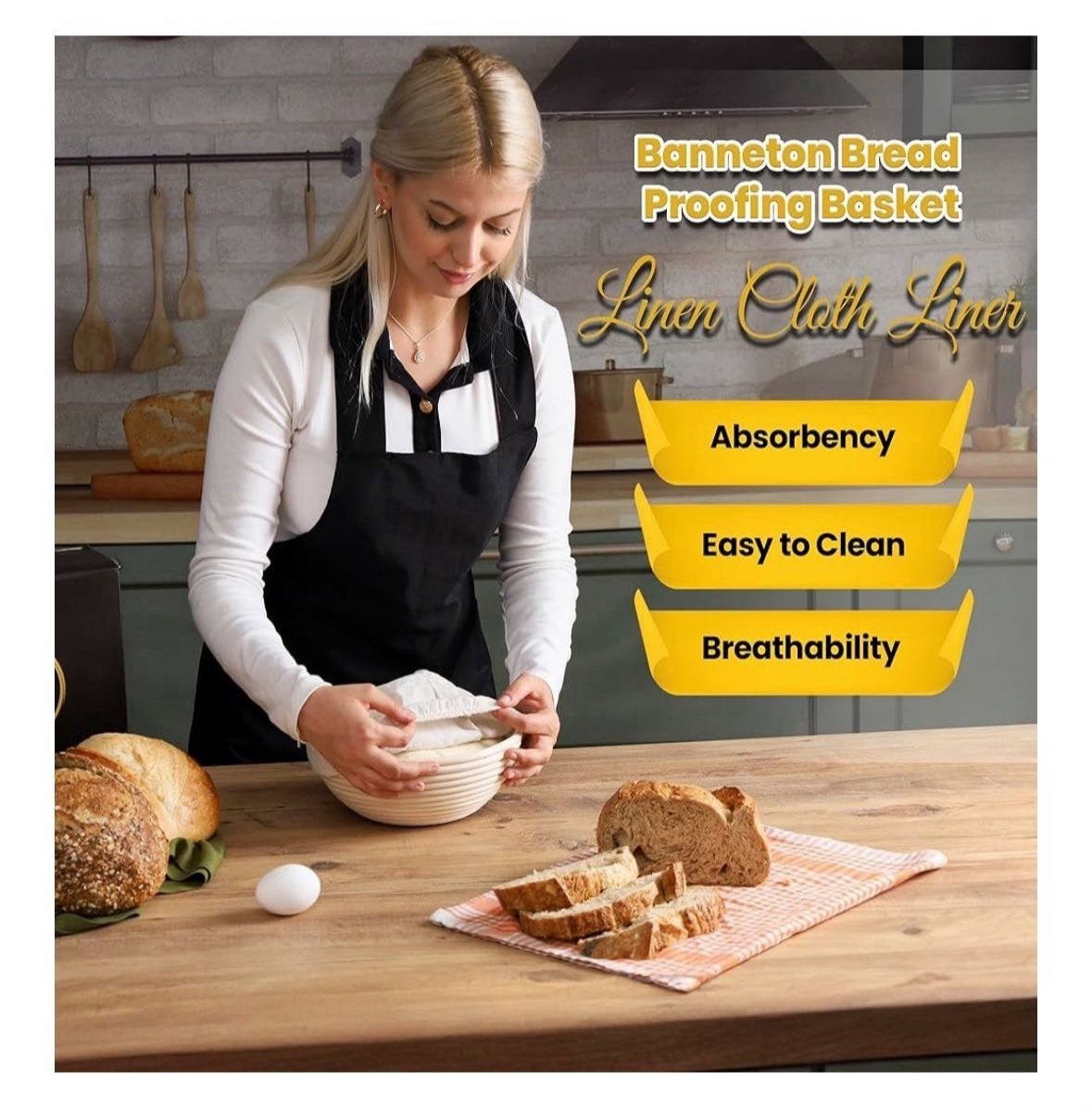 9" Round Bread Proofing Basket - Sourdough Baking Supplies - Banneton Basket for Starter Kit