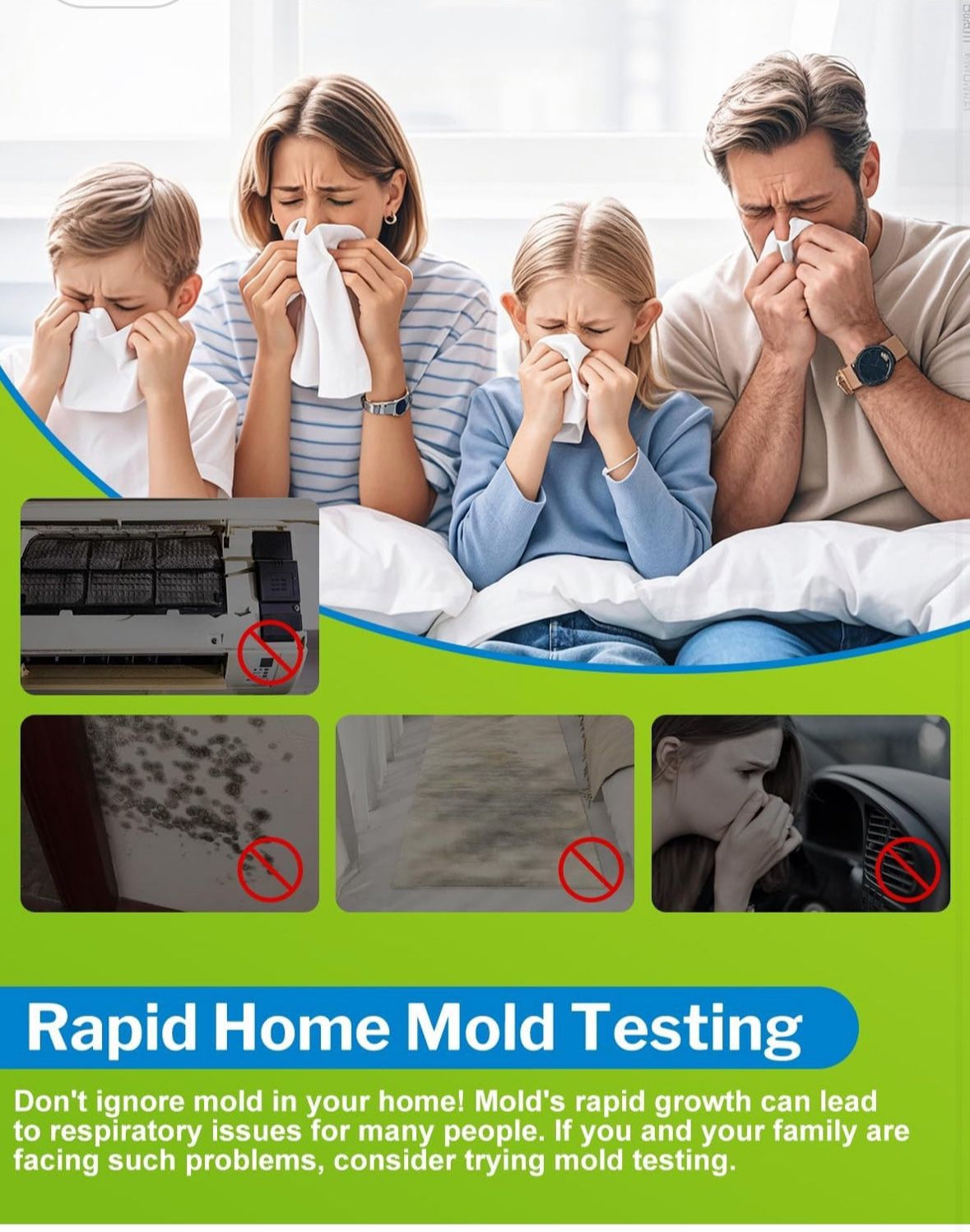 Mold Test Kit for Home - DIY Mold Test Kit for Indoor Air and Household Surface Detection, Includes Detailed Mold Identification Guide and Free Lab