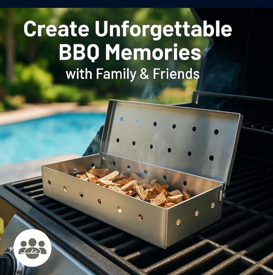 Enhance BBQ Flavor with Stainless Steel Wood Pellet Smoker Box on Any Grill.