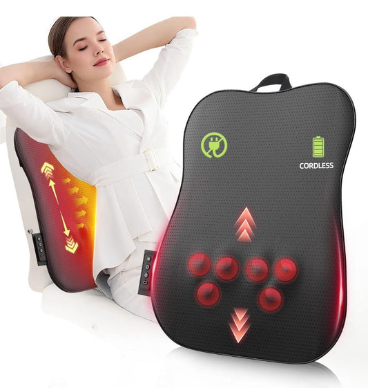Walking Full Back Massager with Heat,Rechargeable Cordless Back Massager for Pain Relief Deep Tissue,4D Kneading Massage