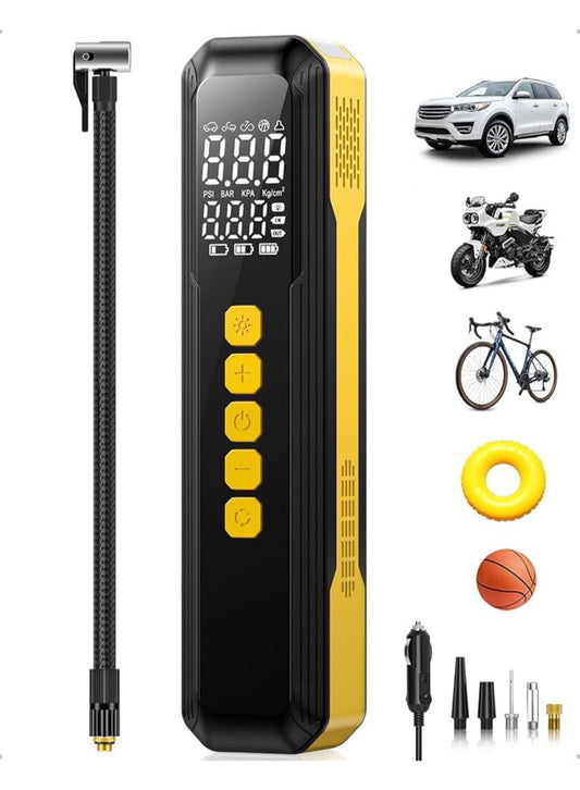 Tire Inflator Portable Air Compressor - 5X Faster 10000mAh Cordless Air Pump for Car Tires, Electric Bike Tire Pump with Digital Pressure Gauge, LED