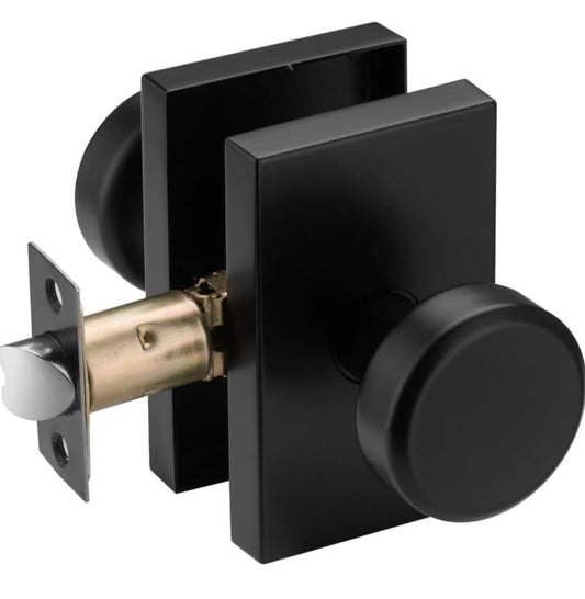 Black Door Knobs,Interior Door Handles for Bath & Bed,Heavy Duty Door Knob with Lock (Privacy for Bath & Bed, Matt Black)