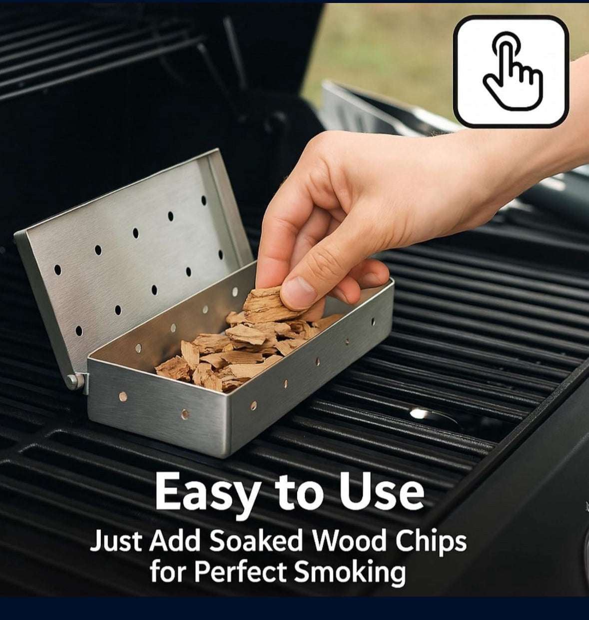 Enhance BBQ Flavor with Stainless Steel Wood Pellet Smoker Box on Any Grill.