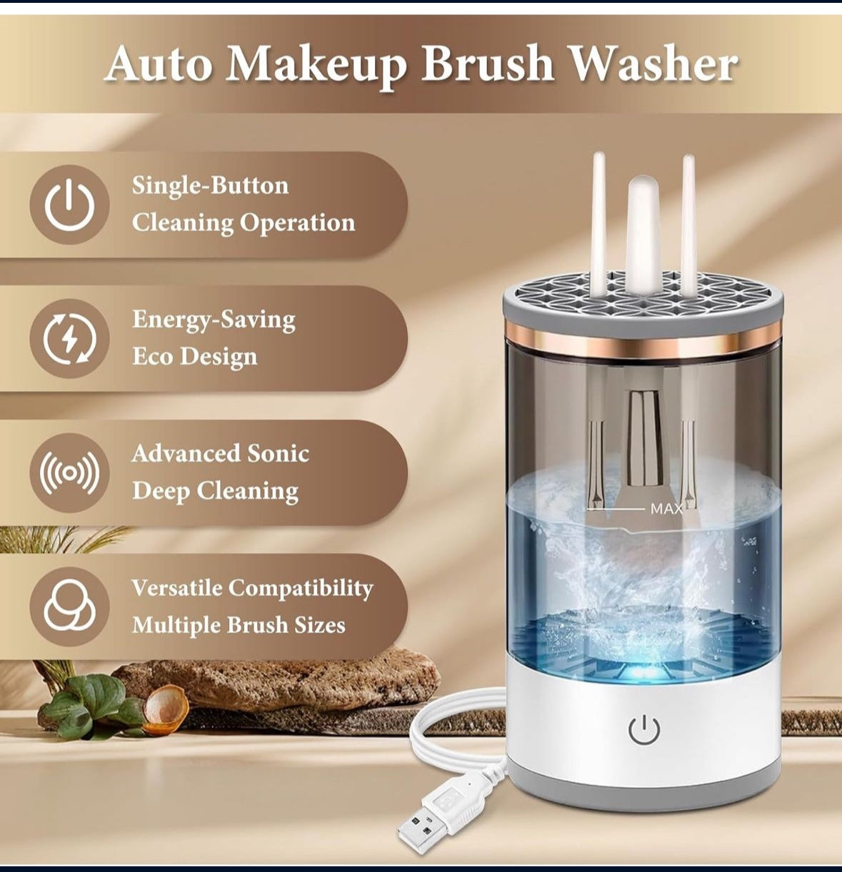 Electric Makeup Brush Cleaner - Efficient Electric Makeup Brush Cleaner Machine for Thorough Brush Cleaning, Ideal for Makeup Artists & Enthusiasts