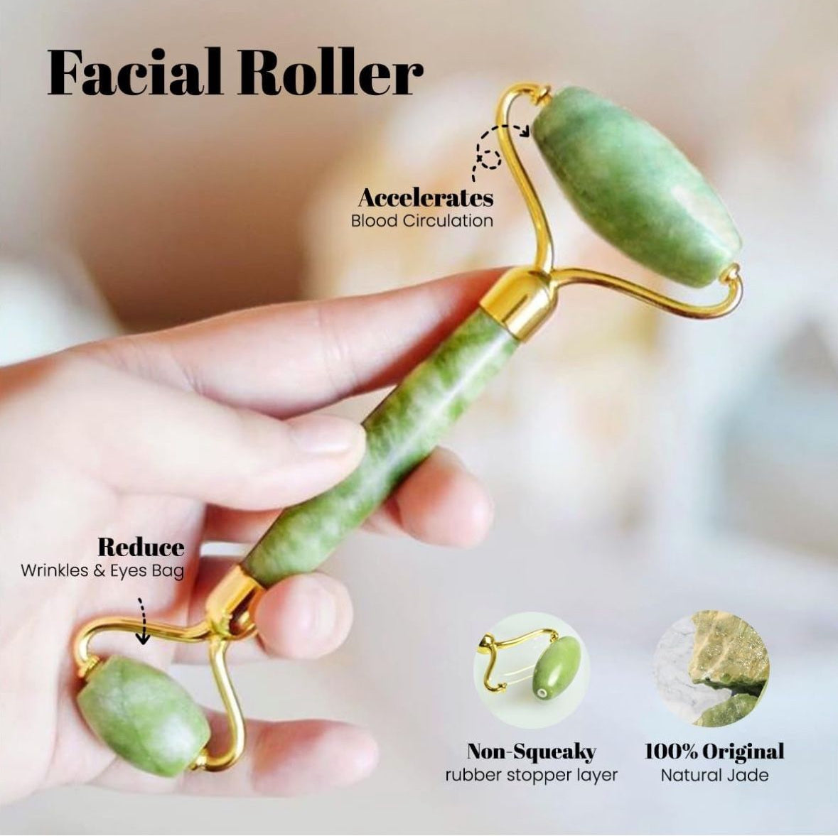 Gua Sha Facial Tools & Face Roller for Wrinkless Natural Skincare Tool Jade Roller Guasha Tool for Face (Green)